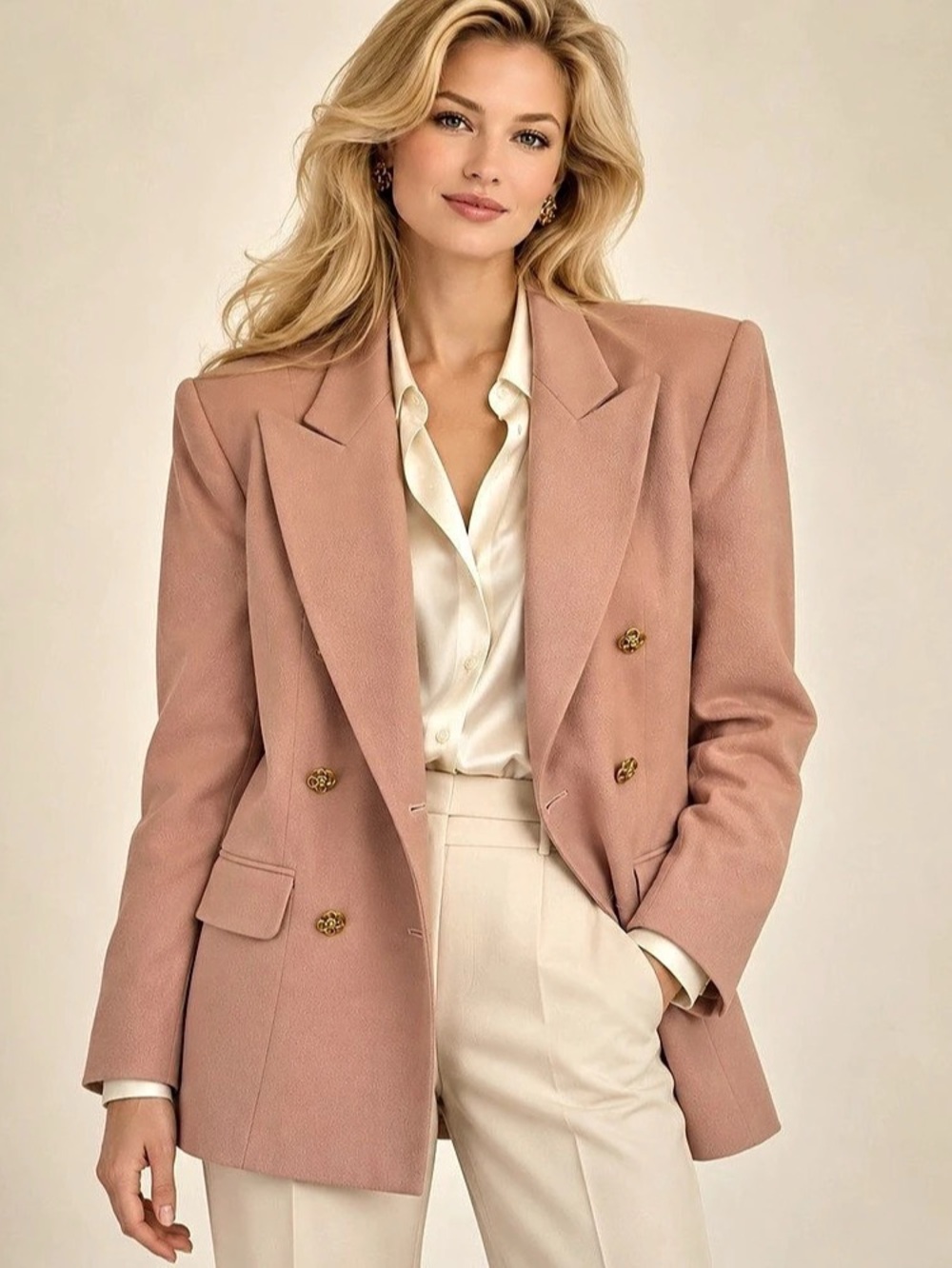 Vintage Oleg Cassini Petite Dusty Rose Wool Blazer | Size 8